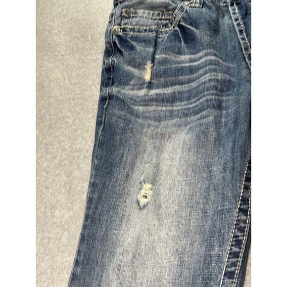 T.K. Axel Jeans Mens W32 L32 Wolcott Boot Cut Distressed Ripped Blue Denim - Picture 12 of 16